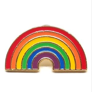 Rainbow hat or lapel pin gold tone metal gay pride jewelry